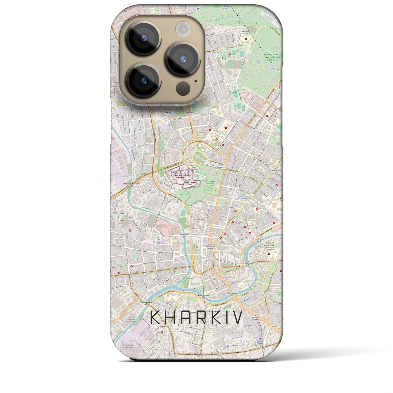 【ハルキウ】地図柄iPhoneケース（バックカバータイプ・ナチュラル）iPhone 14 Pro Max 用