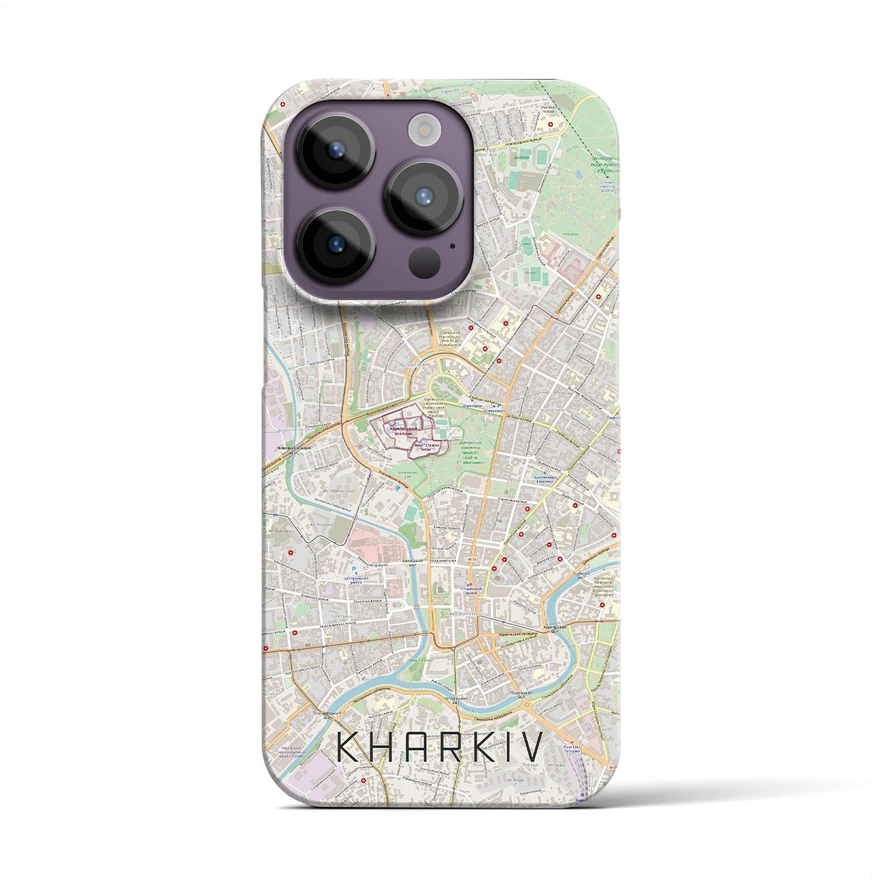 【ハルキウ】地図柄iPhoneケース（バックカバータイプ・ナチュラル）iPhone 14 Pro 用