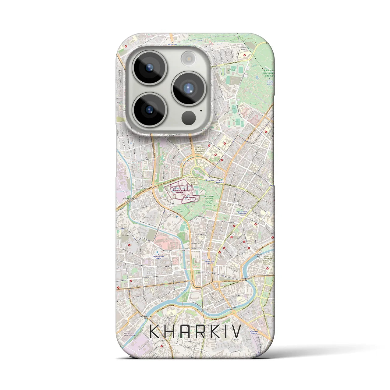 【ハルキウ】地図柄iPhoneケース（バックカバータイプ・ナチュラル）iPhone 15 Pro 用