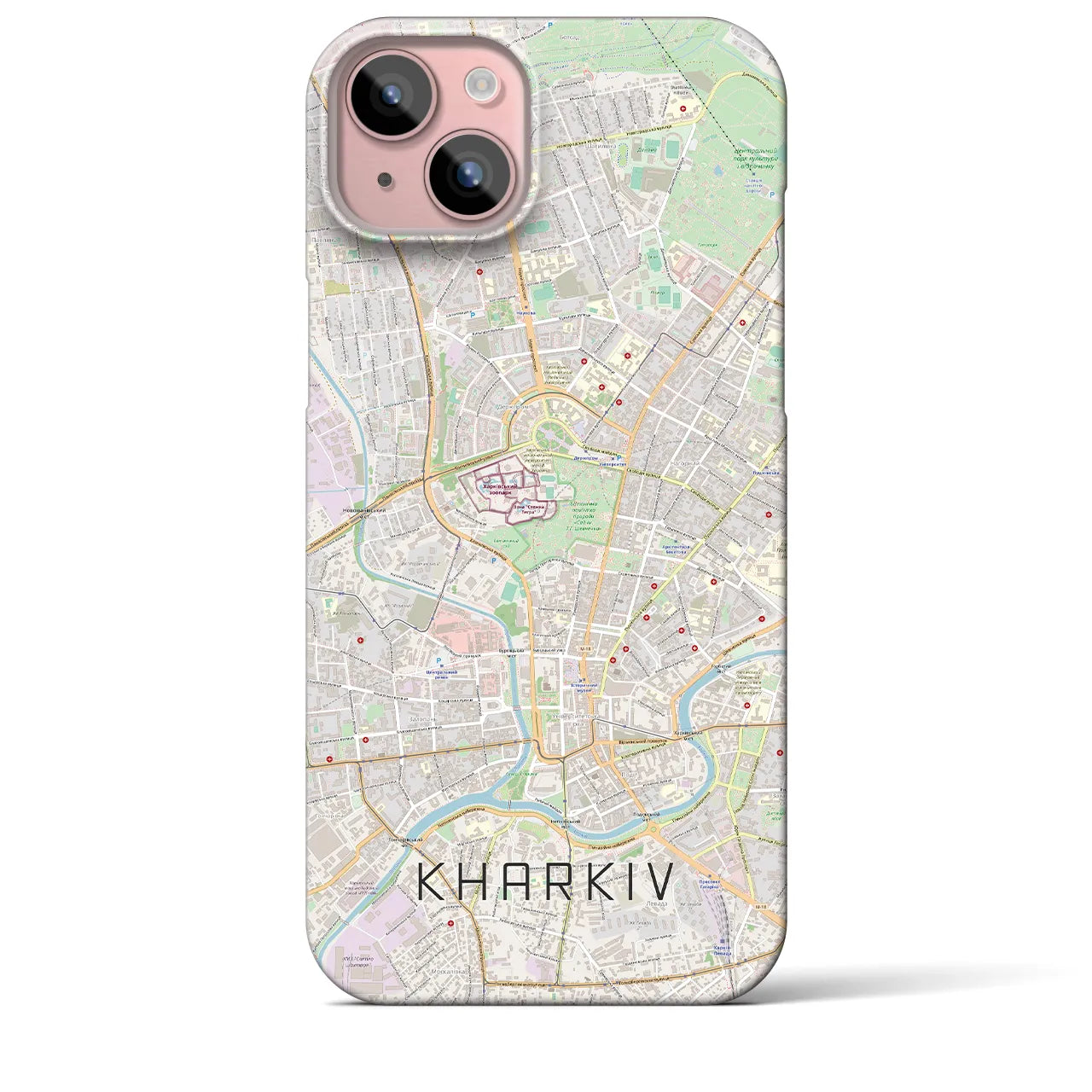 【ハルキウ】地図柄iPhoneケース（バックカバータイプ・ナチュラル）iPhone 15 Plus 用