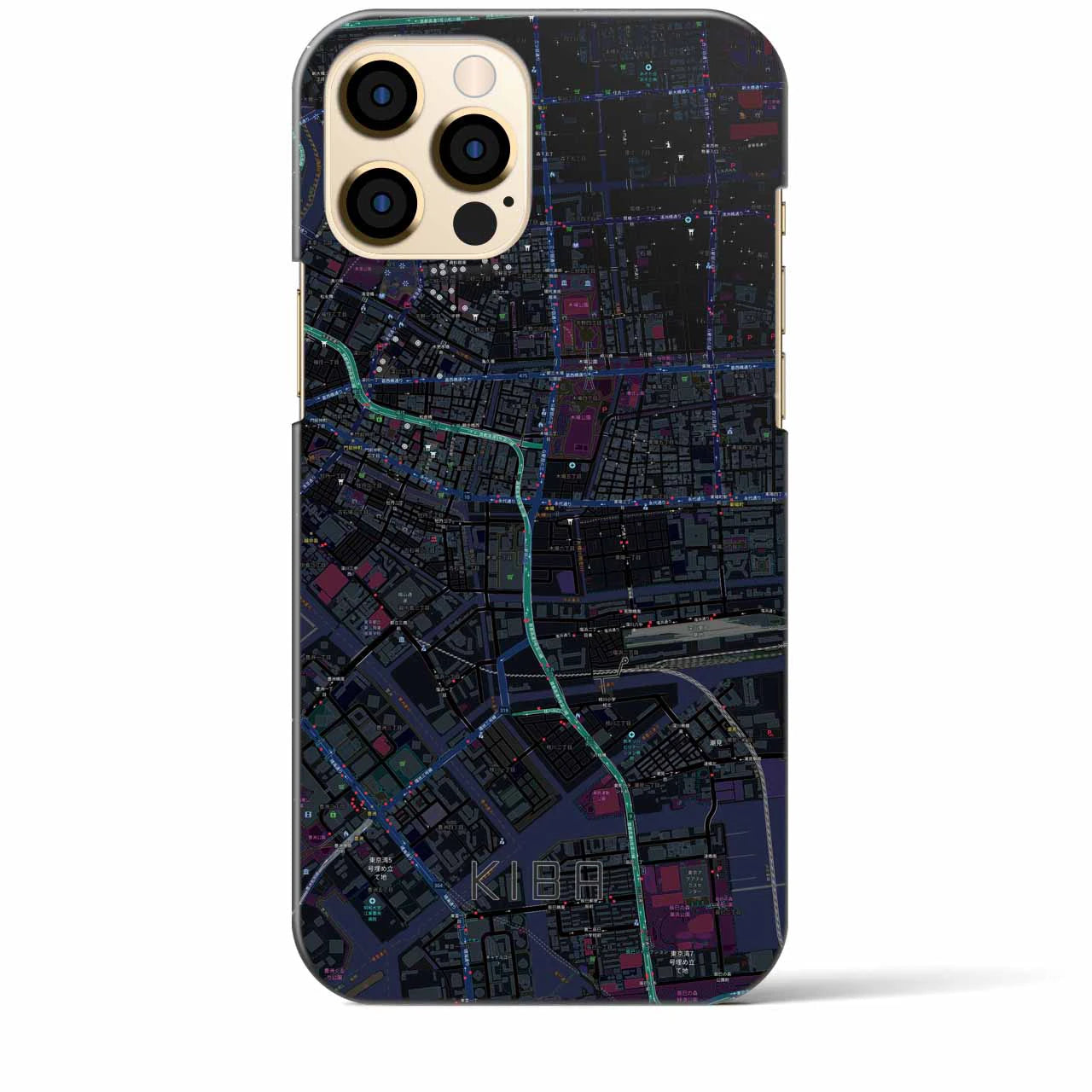 【木場】地図柄iPhoneケース（バックカバータイプ・ブラック）iPhone 12 Pro Max 用