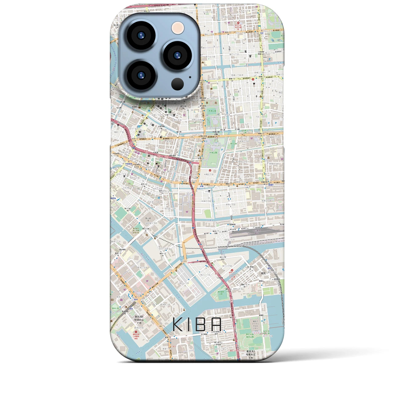【木場】地図柄iPhoneケース（バックカバータイプ・ナチュラル）iPhone 13 Pro Max 用