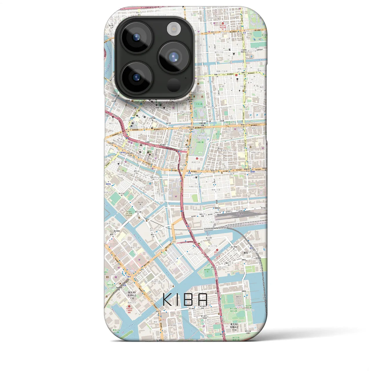 【木場】地図柄iPhoneケース（バックカバータイプ・ナチュラル）iPhone 15 Pro Max 用