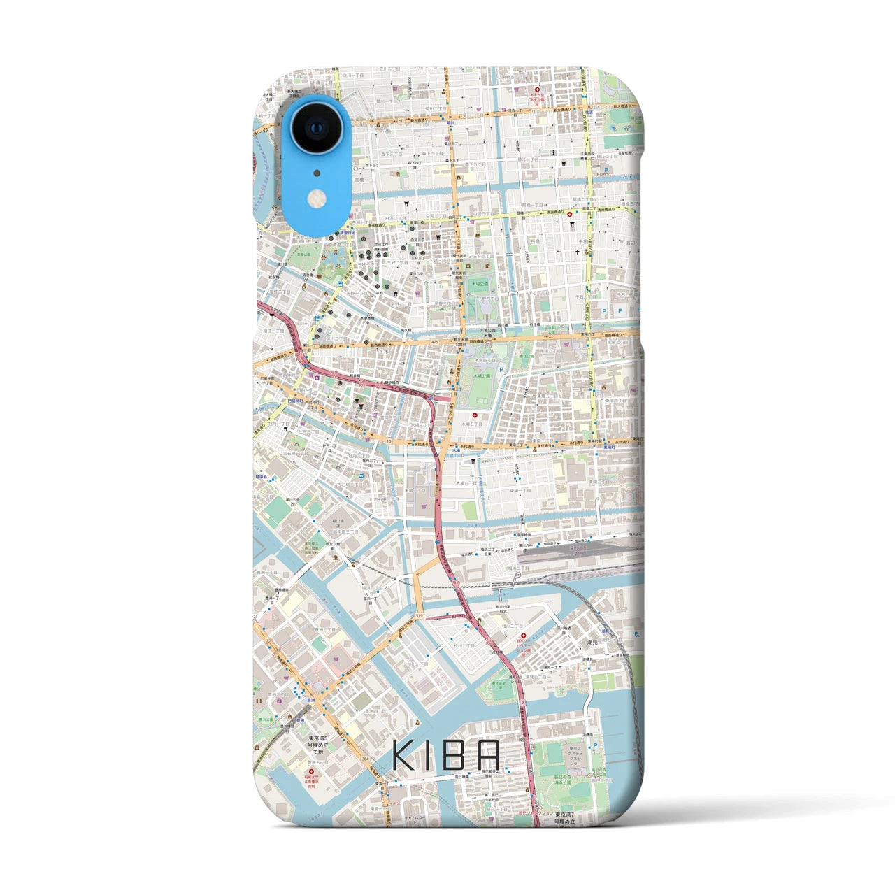 【木場】地図柄iPhoneケース（バックカバータイプ・ナチュラル）iPhone XR 用