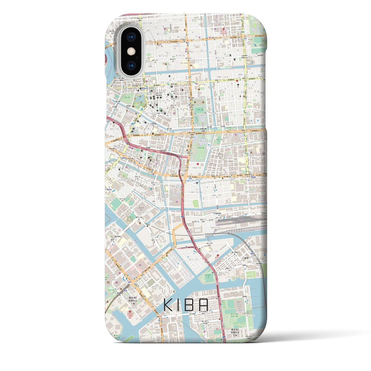 【木場】地図柄iPhoneケース（バックカバータイプ・ナチュラル）iPhone XS Max 用