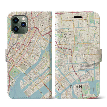 【木場（東京都）】地図柄iPhoneケース（手帳タイプ）ナチュラル・iPhone 11 Pro 用