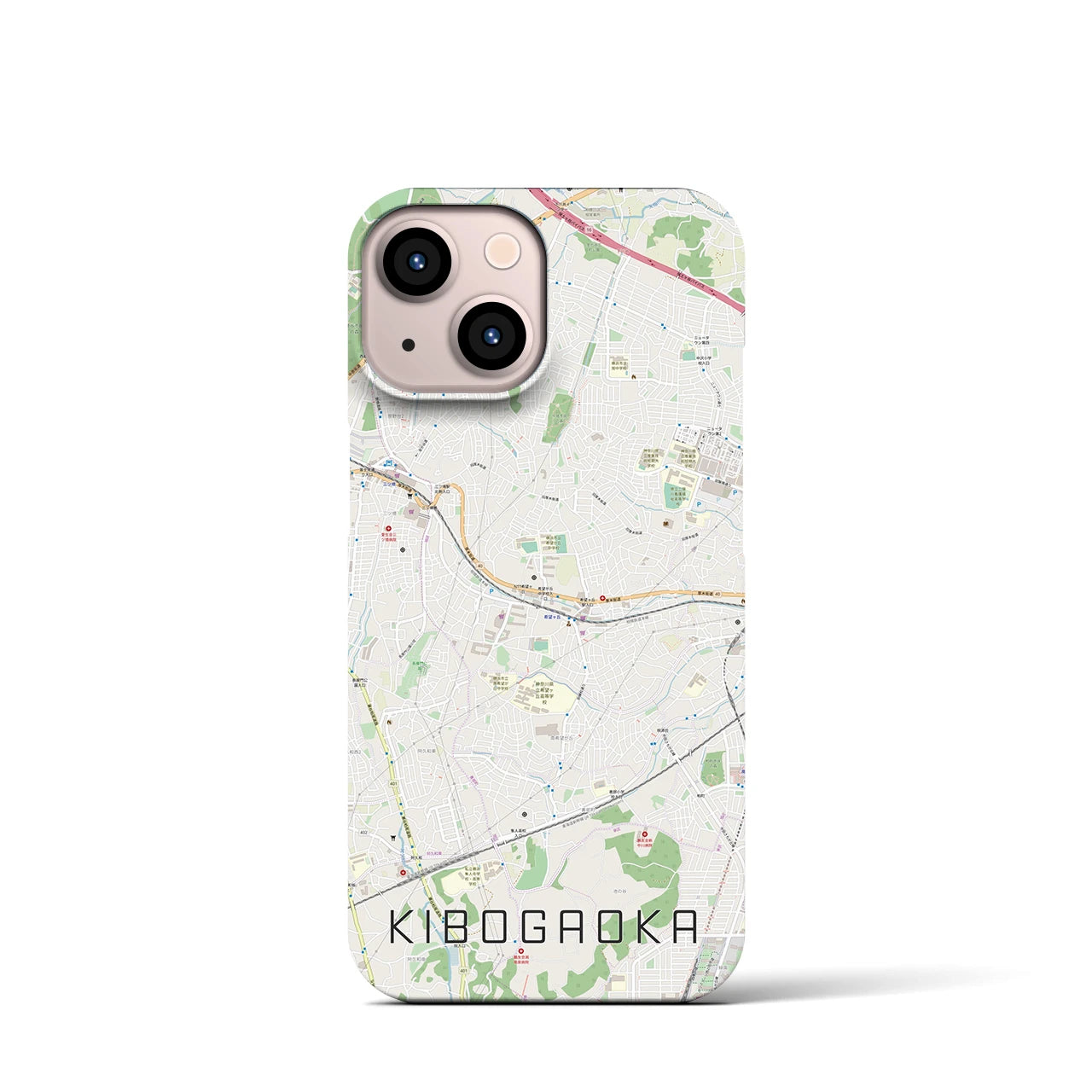 【希望ヶ丘】地図柄iPhoneケース（バックカバータイプ・ナチュラル）iPhone 13 mini 用