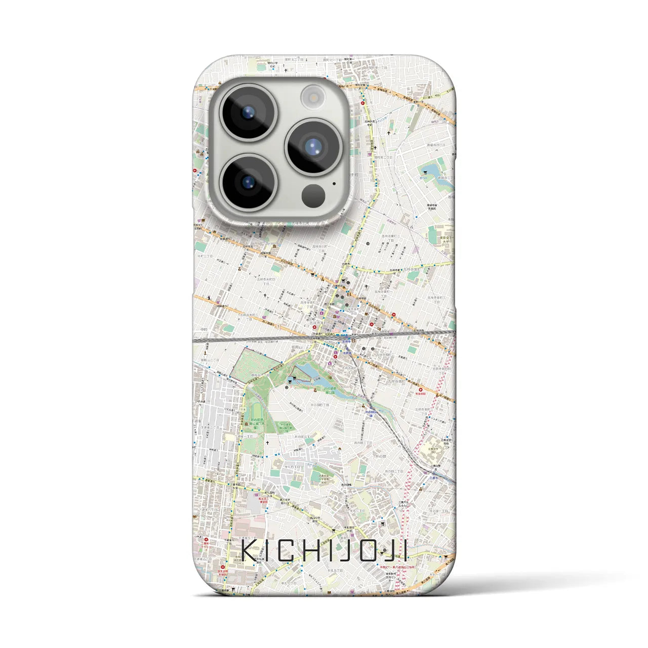 【吉祥寺2】地図柄iPhoneケース（バックカバータイプ・ナチュラル）iPhone 15 Pro 用