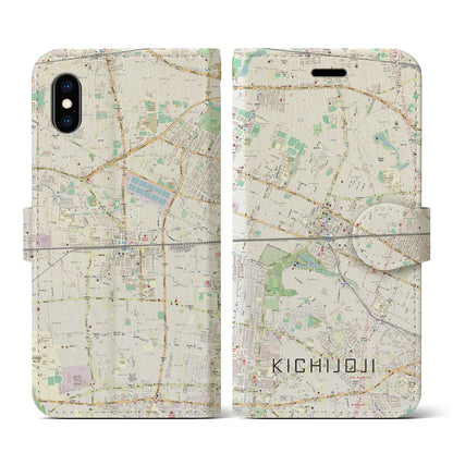 【吉祥寺2（東京都）】地図柄iPhoneケース（手帳タイプ）ナチュラル・iPhone XS / X 用