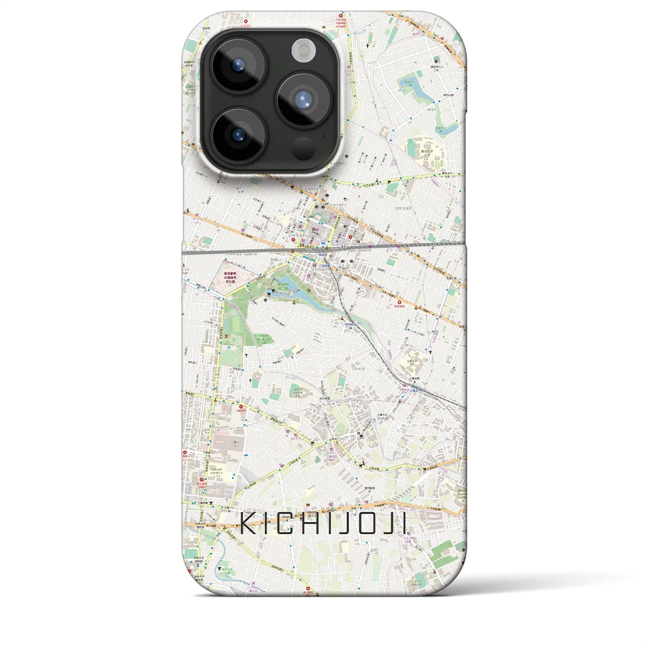 【吉祥寺】地図柄iPhoneケース（バックカバータイプ・ナチュラル）iPhone 15 Pro Max 用