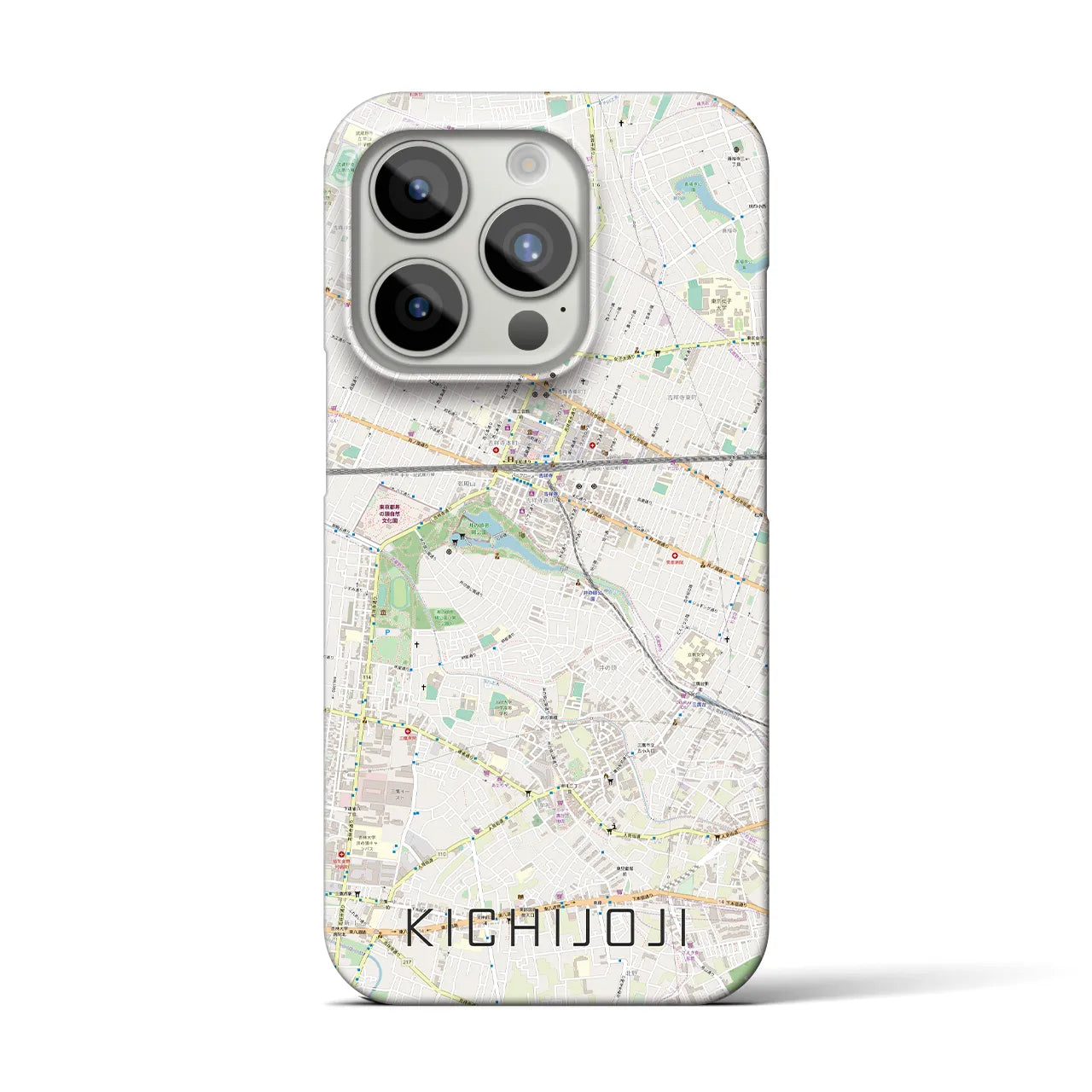 【吉祥寺】地図柄iPhoneケース（バックカバータイプ・ナチュラル）iPhone 15 Pro 用