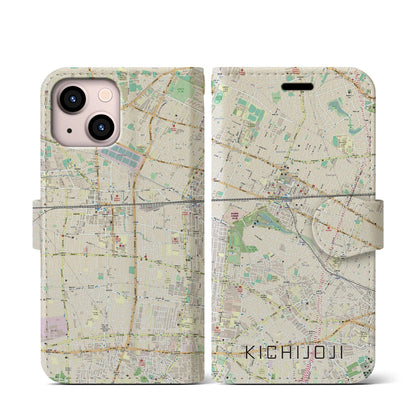 【吉祥寺（東京都）】地図柄iPhoneケース（手帳タイプ）ナチュラル・iPhone 13 mini 用