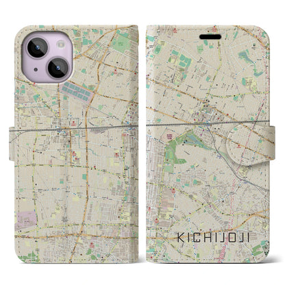 【吉祥寺（東京都）】地図柄iPhoneケース（手帳タイプ）ナチュラル・iPhone 14 用