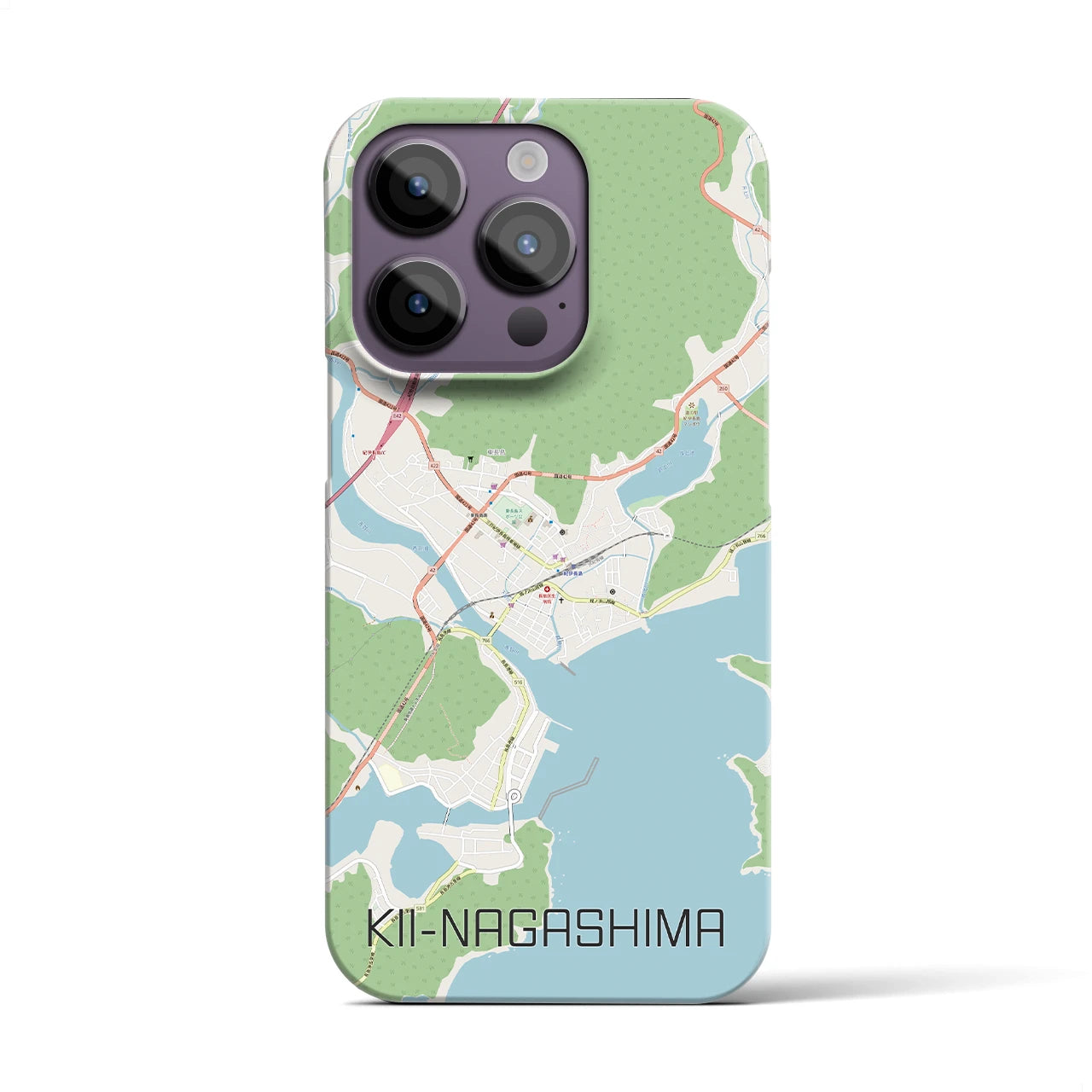 【紀伊長島】地図柄iPhoneケース（バックカバータイプ・ナチュラル）iPhone 14 Pro 用