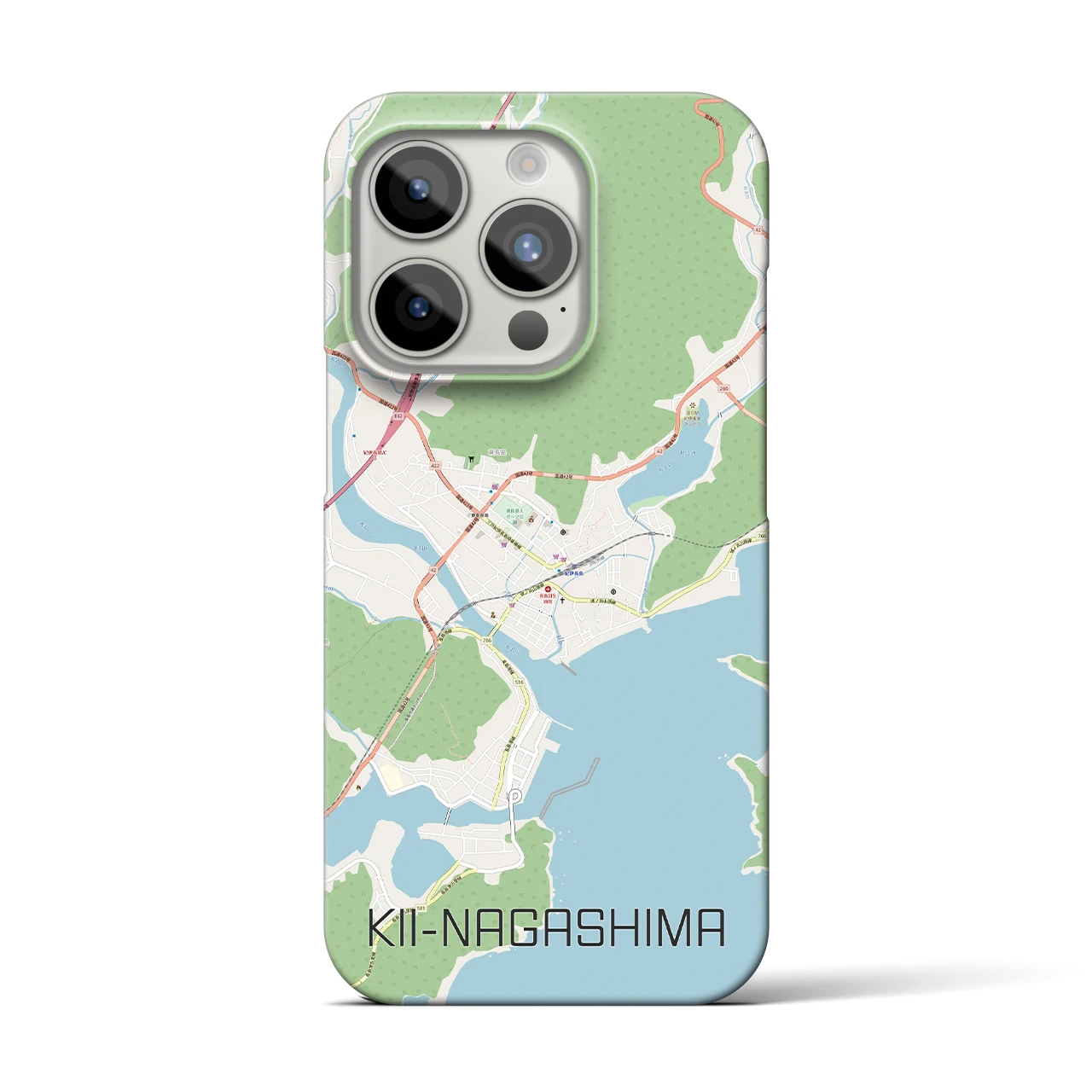 【紀伊長島】地図柄iPhoneケース（バックカバータイプ・ナチュラル）iPhone 15 Pro 用