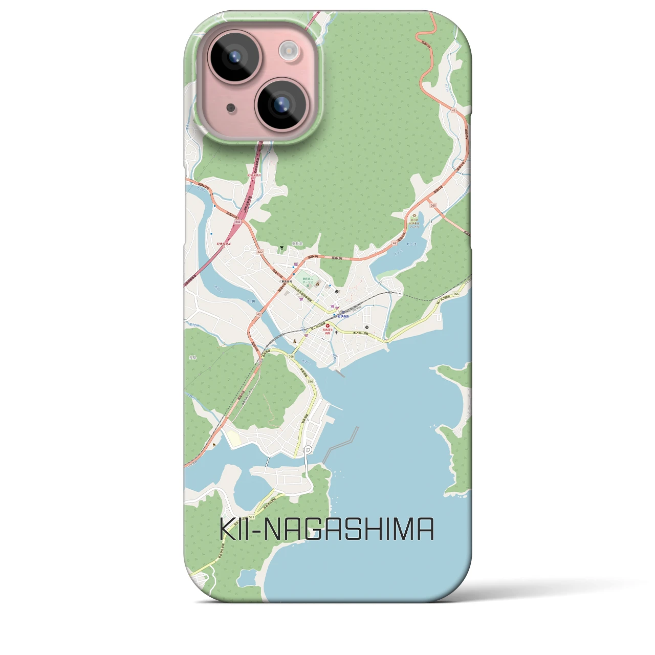 【紀伊長島】地図柄iPhoneケース（バックカバータイプ・ナチュラル）iPhone 15 Plus 用