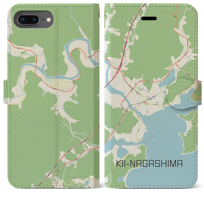 【紀伊長島（三重県）】地図柄iPhoneケース（手帳タイプ）ナチュラル・iPhone 8Plus /7Plus / 6sPlus / 6Plus 用