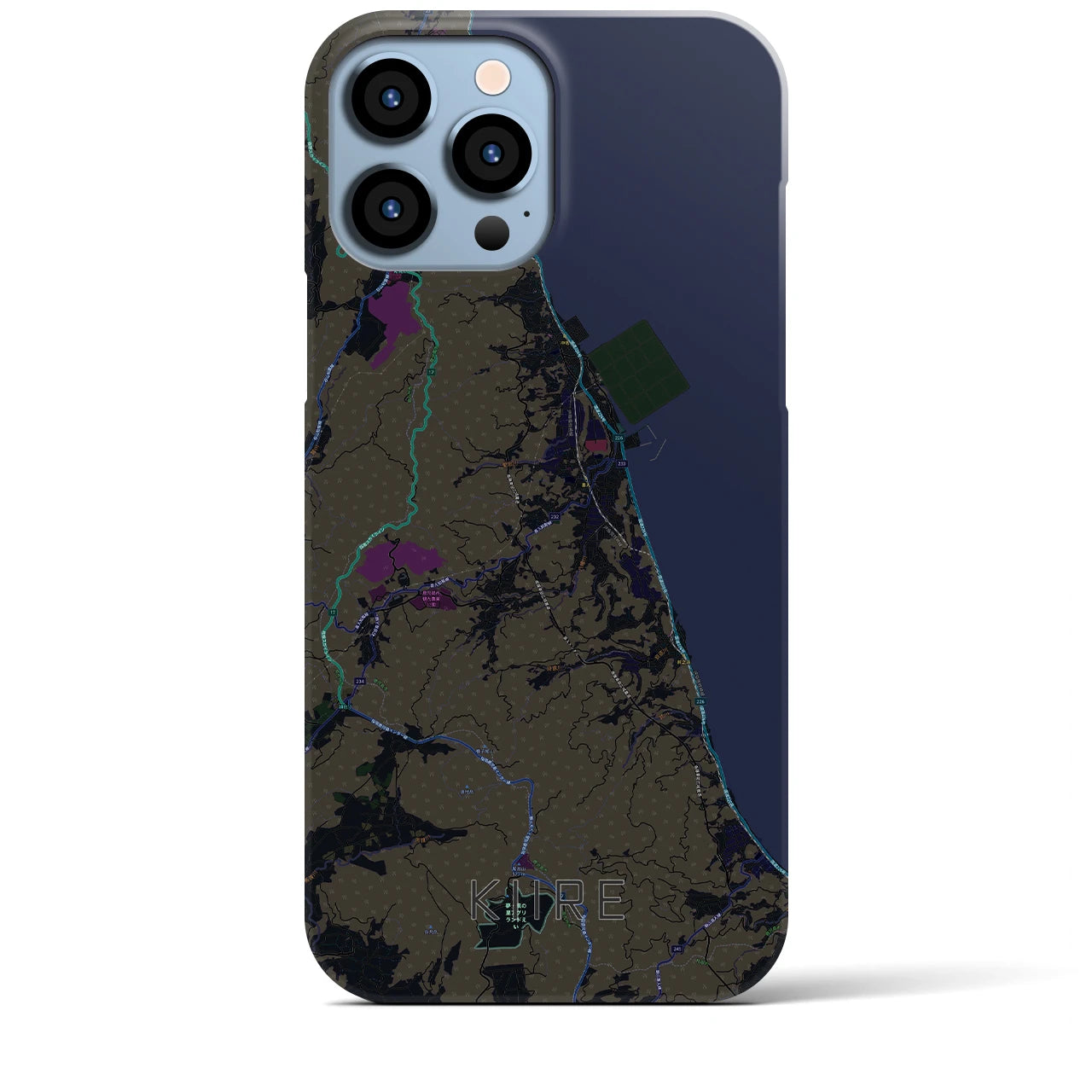 【喜入】地図柄iPhoneケース（バックカバータイプ・ブラック）iPhone 13 Pro Max 用