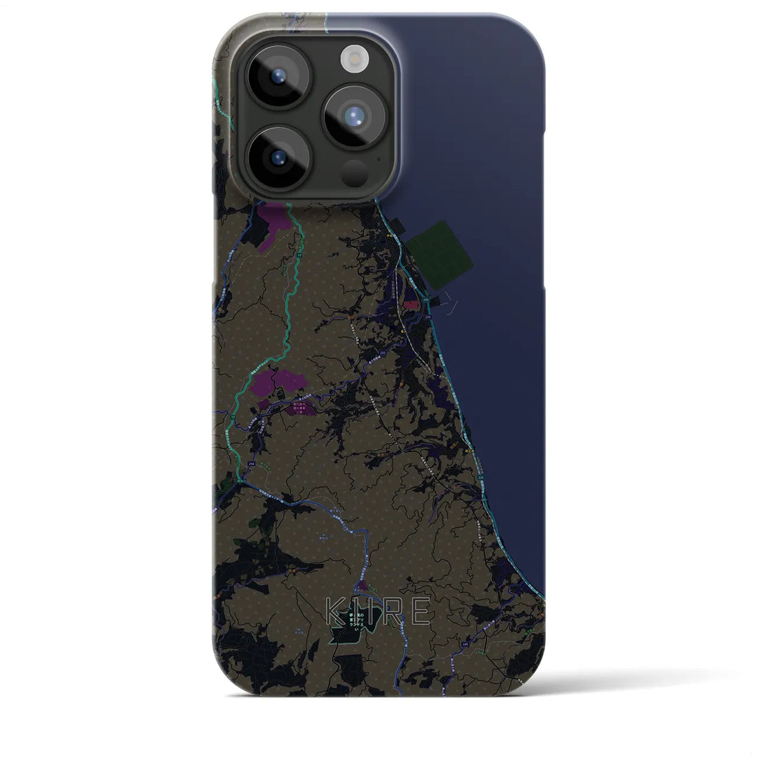 【喜入】地図柄iPhoneケース（バックカバータイプ・ブラック）iPhone 15 Pro Max 用