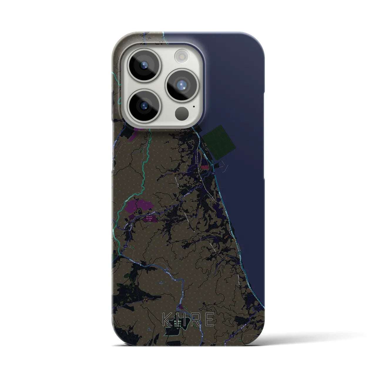 【喜入】地図柄iPhoneケース（バックカバータイプ・ブラック）iPhone 15 Pro 用