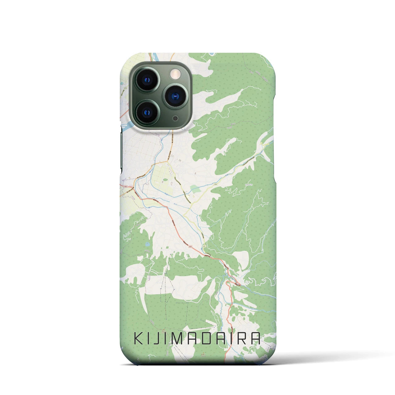 【木島平】地図柄iPhoneケース（バックカバータイプ・ナチュラル）iPhone 11 Pro 用