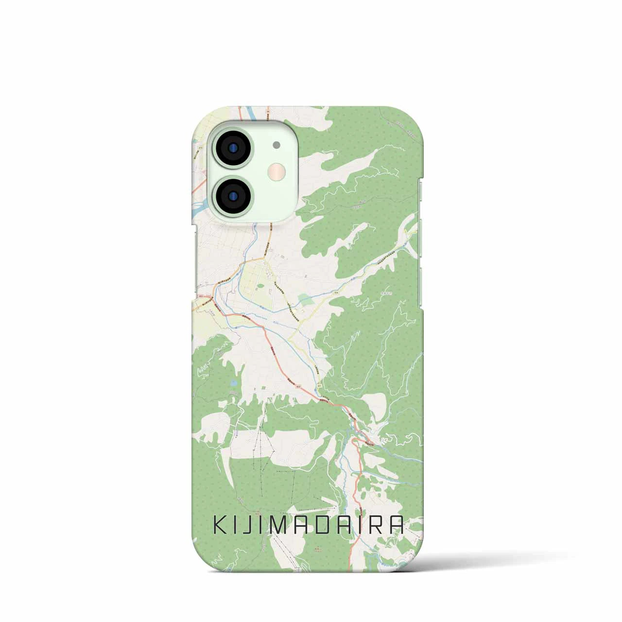【木島平】地図柄iPhoneケース（バックカバータイプ・ナチュラル）iPhone 12 mini 用
