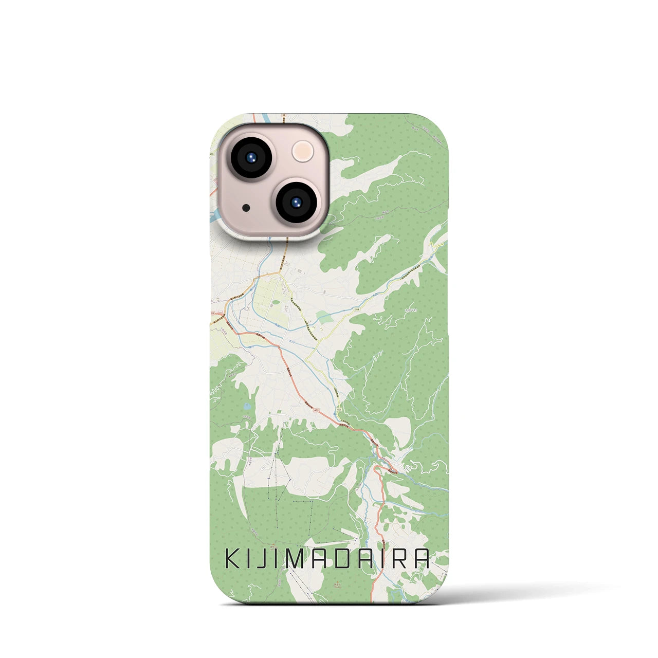 【木島平】地図柄iPhoneケース（バックカバータイプ・ナチュラル）iPhone 13 mini 用