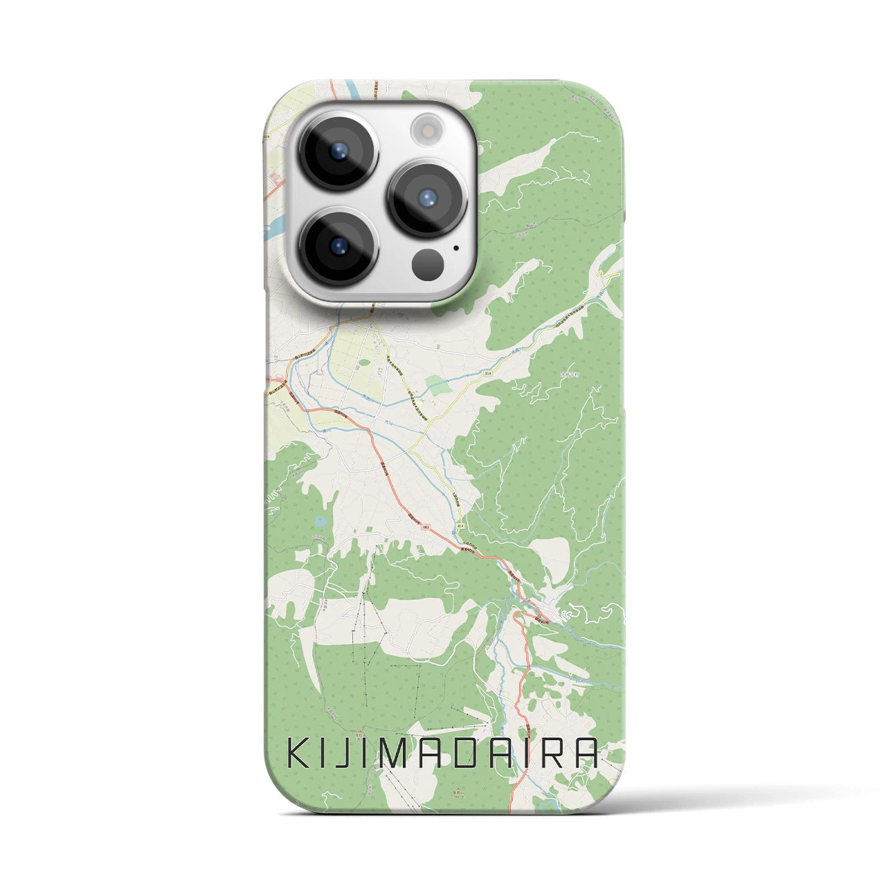 【木島平】地図柄iPhoneケース（バックカバータイプ・ナチュラル）iPhone 14 Pro 用