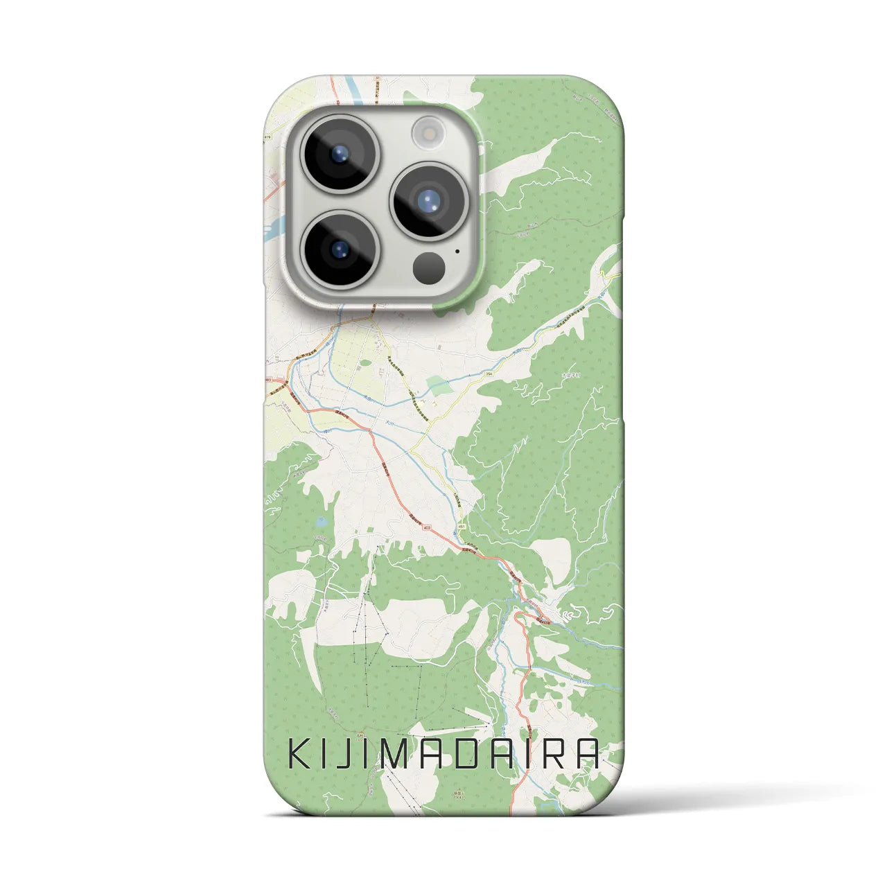 【木島平】地図柄iPhoneケース（バックカバータイプ・ナチュラル）iPhone 15 Pro 用