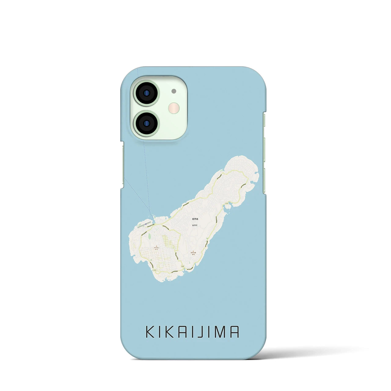 【喜界島】地図柄iPhoneケース（バックカバータイプ・ナチュラル）iPhone 12 mini 用