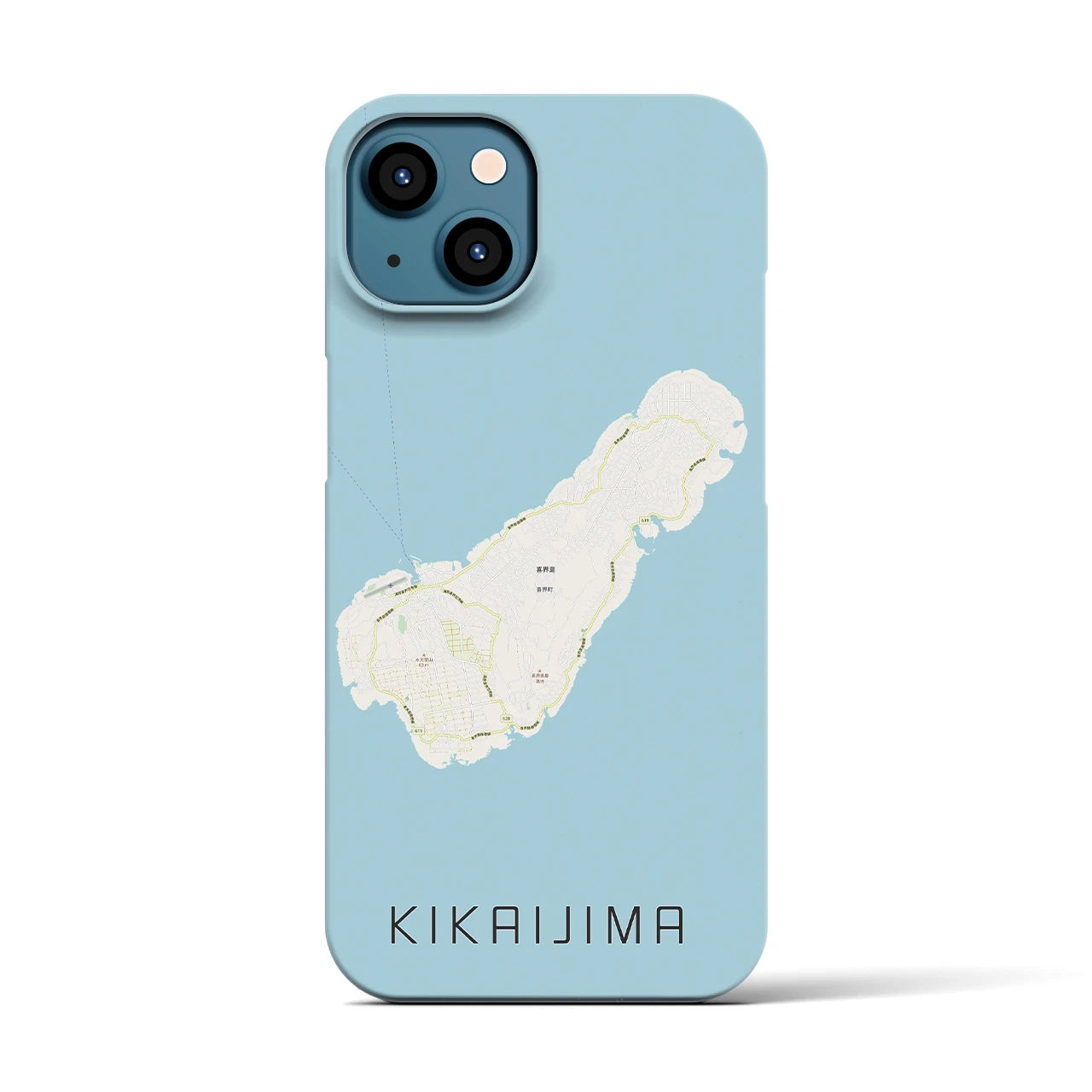 【喜界島】地図柄iPhoneケース（バックカバータイプ・ナチュラル）iPhone 13 用
