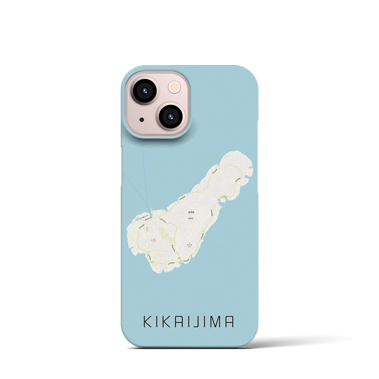 【喜界島】地図柄iPhoneケース（バックカバータイプ・ナチュラル）iPhone 13 mini 用