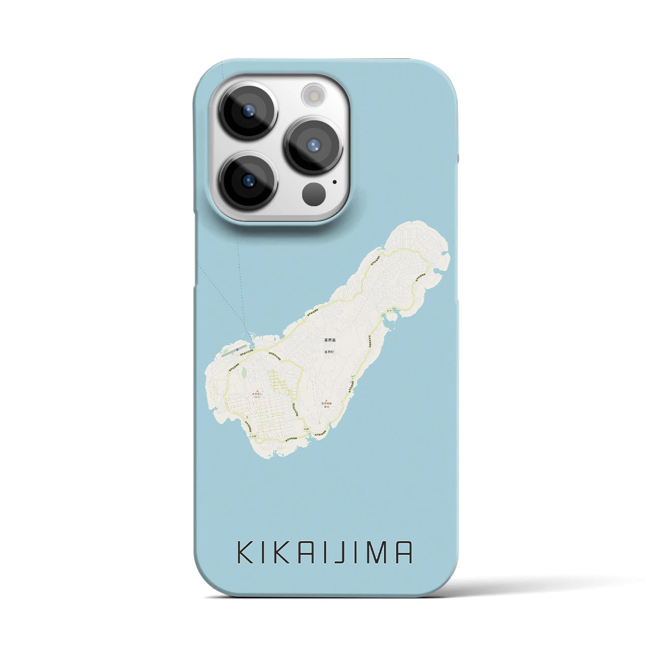 【喜界島】地図柄iPhoneケース（バックカバータイプ・ナチュラル）iPhone 14 Pro 用