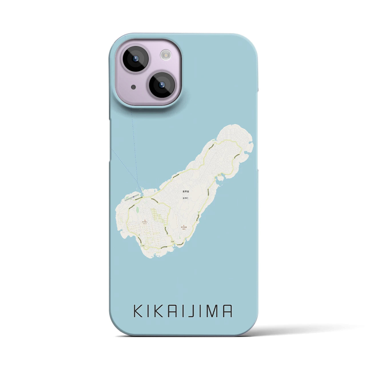 【喜界島】地図柄iPhoneケース（バックカバータイプ・ナチュラル）iPhone 14 用