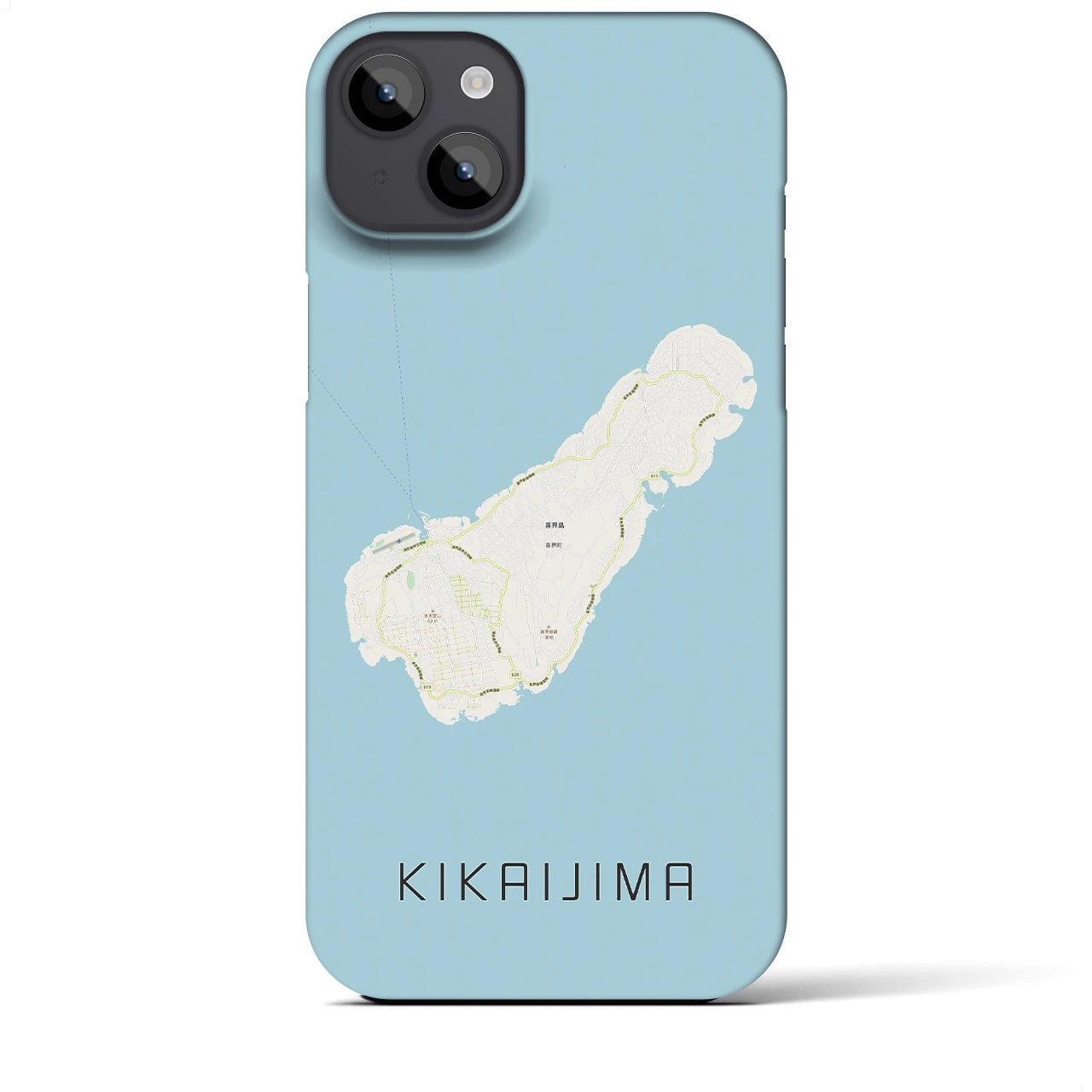 【喜界島】地図柄iPhoneケース（バックカバータイプ・ナチュラル）iPhone 14 Plus 用