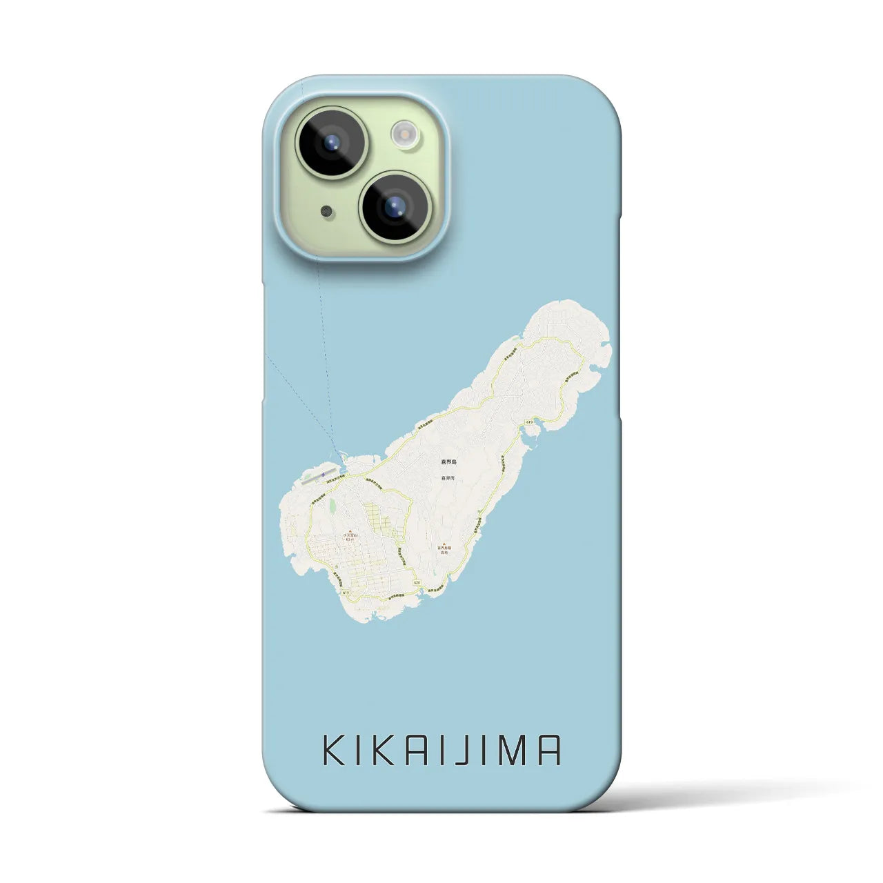 【喜界島】地図柄iPhoneケース（バックカバータイプ・ナチュラル）iPhone 15 用