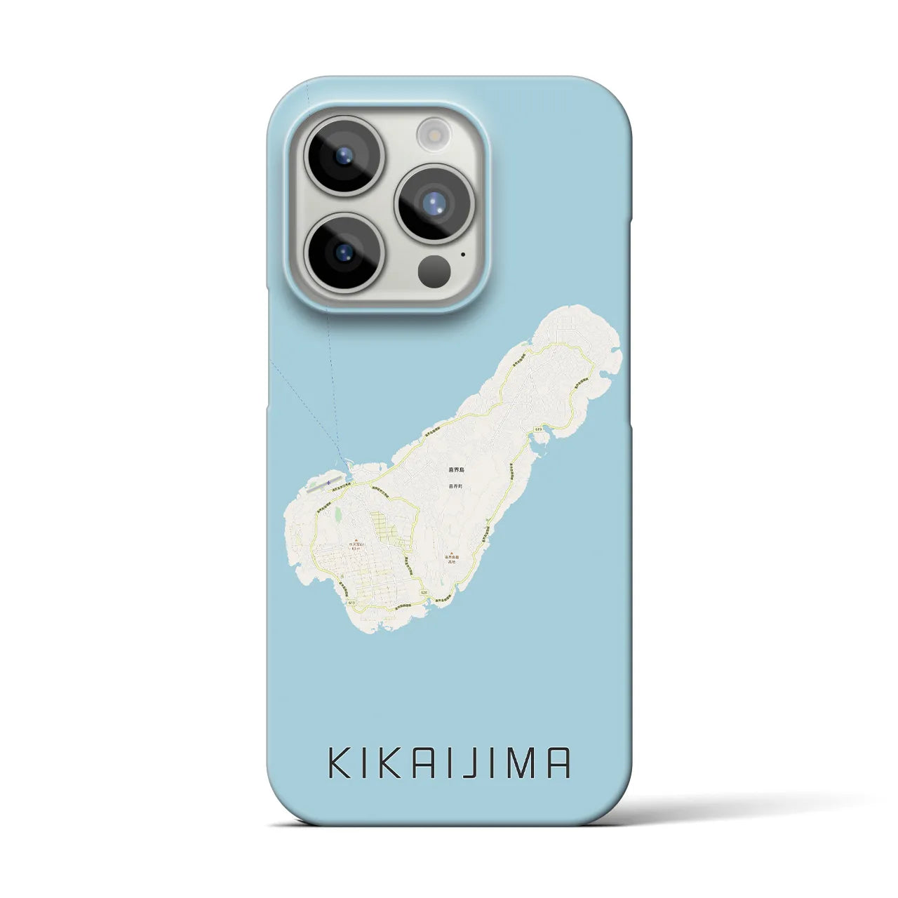 【喜界島】地図柄iPhoneケース（バックカバータイプ・ナチュラル）iPhone 15 Pro 用