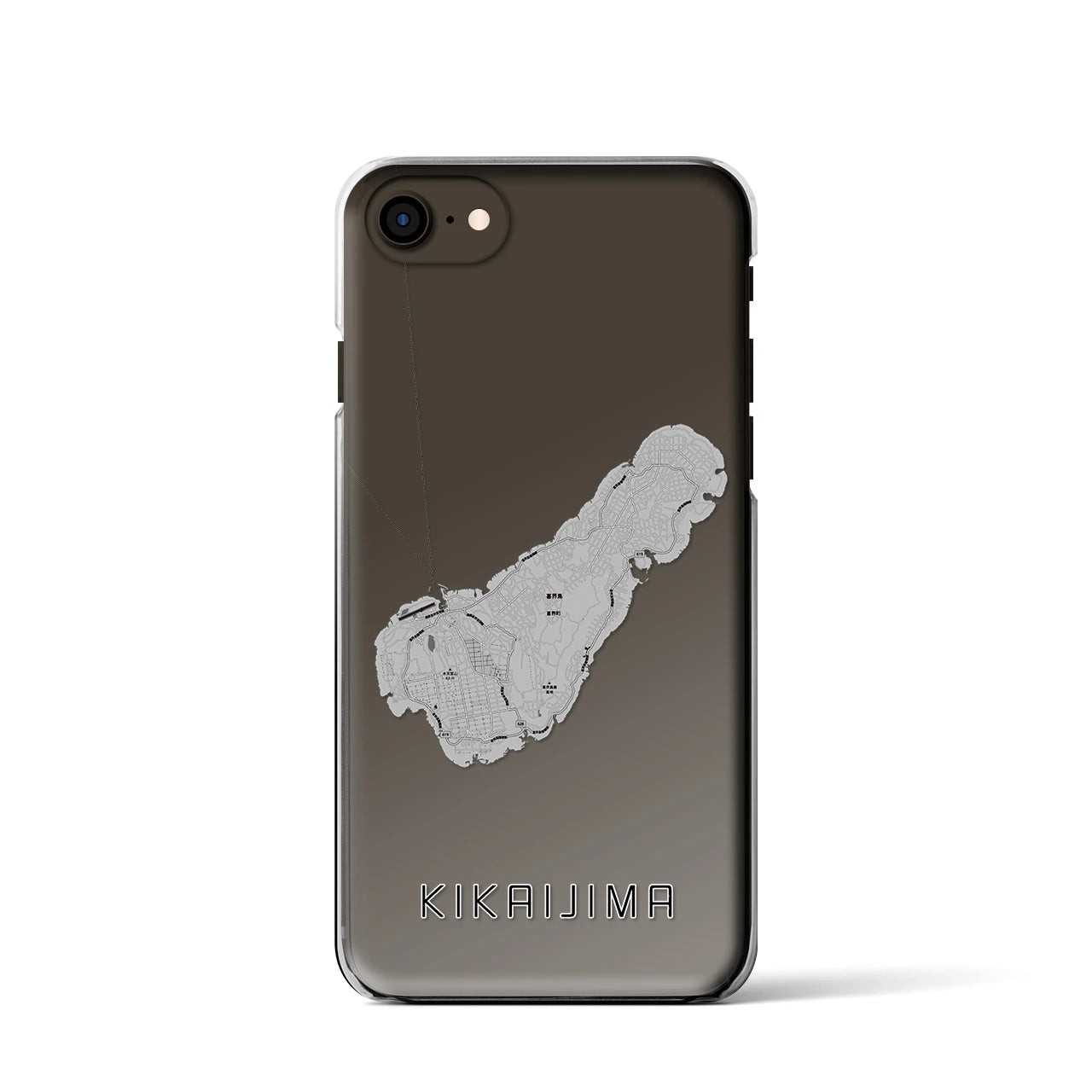 【喜界島】地図柄iPhoneケース（クリアタイプ・モノトーン）iPhone SE（第3 / 第2世代） / 8 / 7 / 6s / 6 用