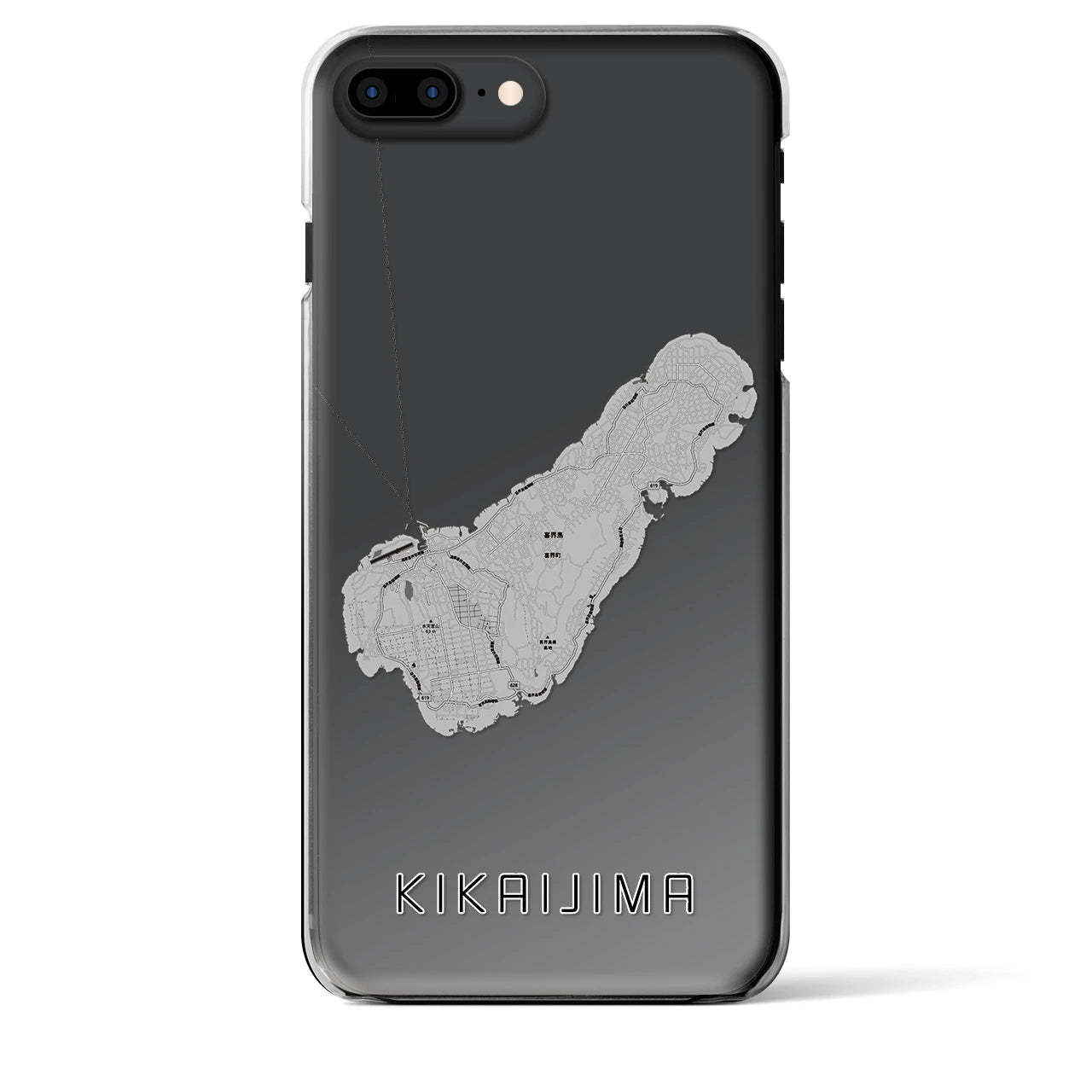 【喜界島】地図柄iPhoneケース（クリアタイプ・モノトーン）iPhone 8Plus /7Plus / 6sPlus / 6Plus 用