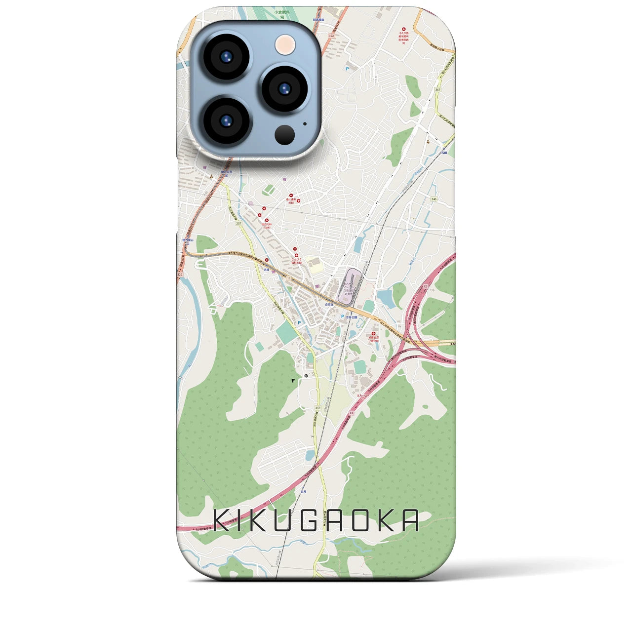 【企救丘】地図柄iPhoneケース（バックカバータイプ・ナチュラル）iPhone 13 Pro Max 用