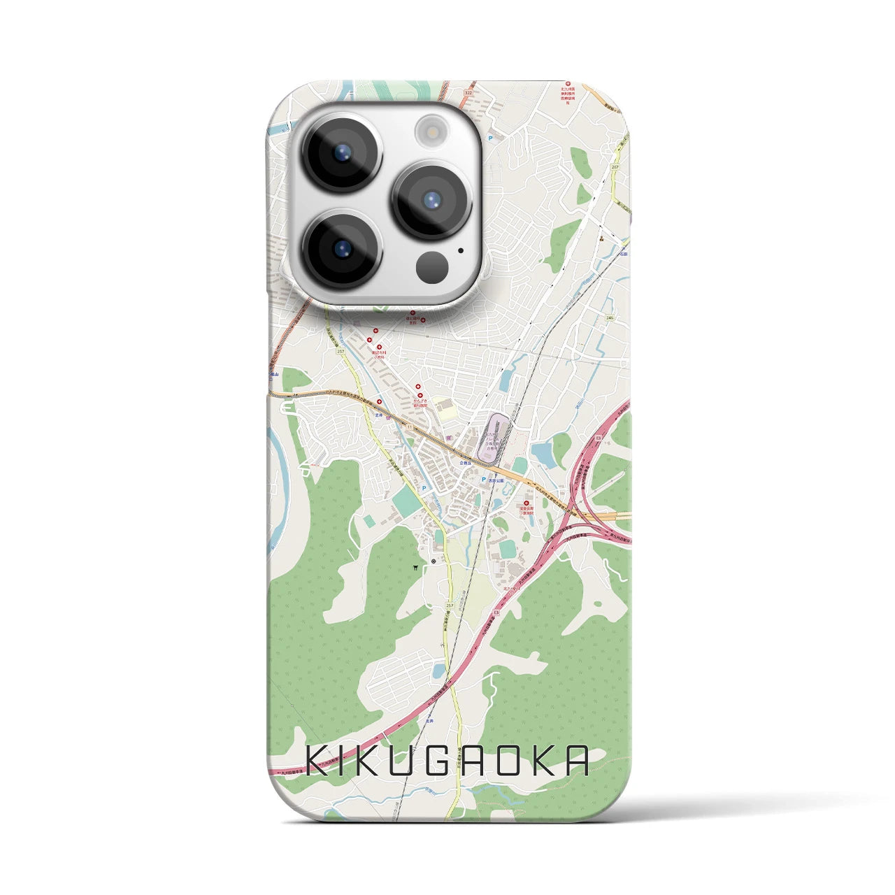 【企救丘】地図柄iPhoneケース（バックカバータイプ・ナチュラル）iPhone 14 Pro 用
