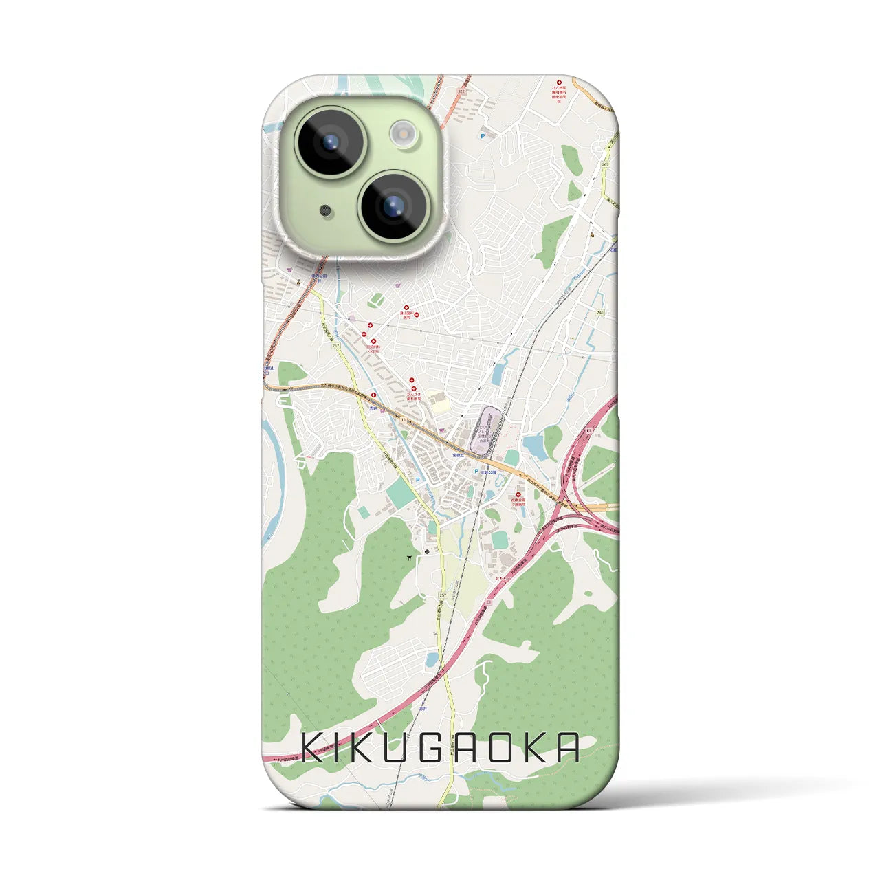 【企救丘】地図柄iPhoneケース（バックカバータイプ・ナチュラル）iPhone 15 用