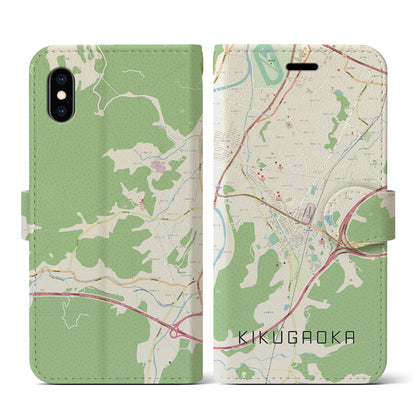 【企救丘（福岡県）】地図柄iPhoneケース（手帳タイプ）ナチュラル・iPhone XS / X 用
