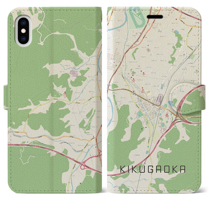 【企救丘（福岡県）】地図柄iPhoneケース（手帳タイプ）ナチュラル・iPhone XS Max 用