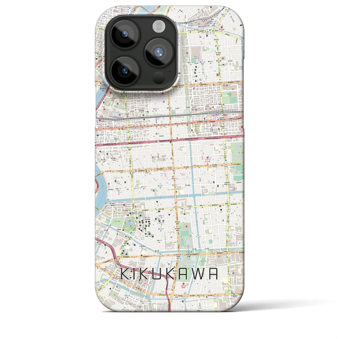【菊川】地図柄iPhoneケース（バックカバータイプ・ナチュラル）iPhone 15 Pro Max 用