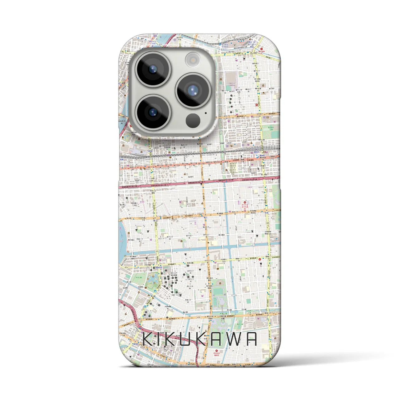 【菊川】地図柄iPhoneケース（バックカバータイプ・ナチュラル）iPhone 15 Pro 用