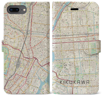 【菊川（東京都）】地図柄iPhoneケース（手帳タイプ）ナチュラル・iPhone 8Plus /7Plus / 6sPlus / 6Plus 用