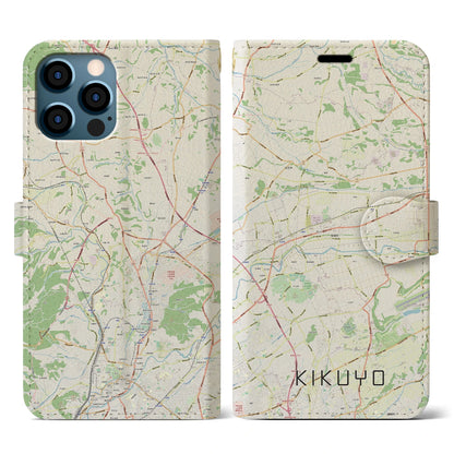 【菊陽（熊本県）】地図柄iPhoneケース（手帳タイプ）ナチュラル・iPhone 12 / 12 Pro 用