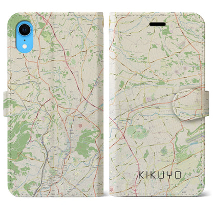 【菊陽（熊本県）】地図柄iPhoneケース（手帳タイプ）ナチュラル・iPhone XR 用
