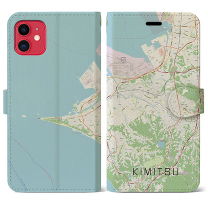 【君津（千葉県）】地図柄iPhoneケース（手帳タイプ）ナチュラル・iPhone 11 用